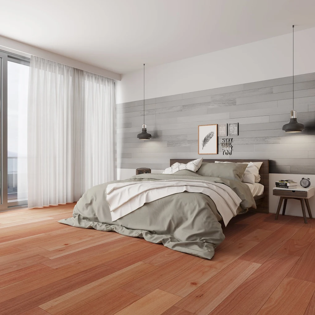 Auswood hard flooring and wall panel display at Melbourne showroom